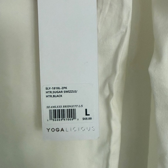 yogalicious seamless bridgett long sleeve White Black Long Sleeve Top 2 Pack L - Picture 3 of 11